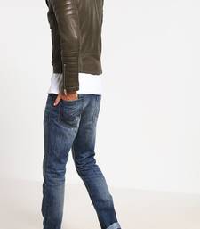 Men's genuine lambskin leather jacket leather motorcycle biker racer style jacket-cl-m147