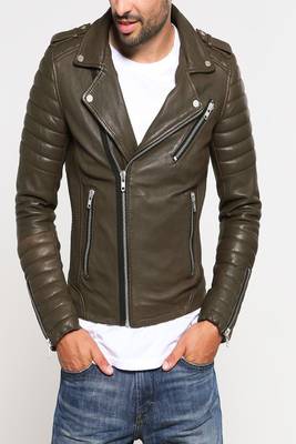 men's genuine lambskin leather biker jacket classic moto zip style modern genuine 1