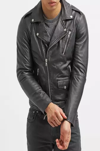 men's genuine lambskin leather biker jacket classic moto zip style modern superior