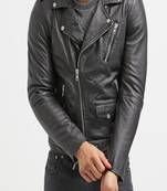Men's genuine lambskin leather jacket leather motorcycle biker racer style jacket-cl-m148