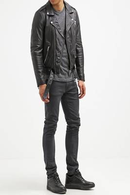 men's genuine lambskin leather biker jacket classic moto zip style modern superior 3