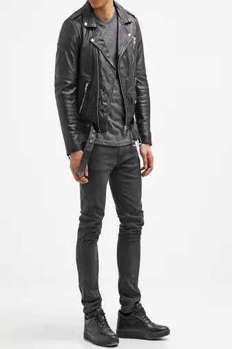 men's genuine lambskin leather biker jacket classic moto zip style modern superior