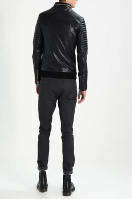 men's genuine lambskin leather biker jacket classic moto zip style modern refined 2
