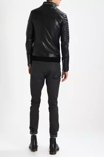men's genuine lambskin leather biker jacket classic moto zip style modern refined