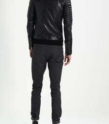 Men's genuine lambskin leather jacket leather motorcycle biker racer style jacket-cl-m149