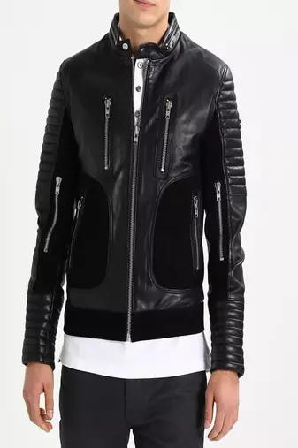 men's genuine lambskin leather biker jacket classic moto zip style modern refined