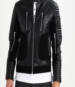 Men's genuine lambskin leather jacket leather motorcycle biker racer style jacket-cl-m149
