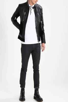 men's genuine lambskin leather biker jacket classic moto zip style modern refined 3