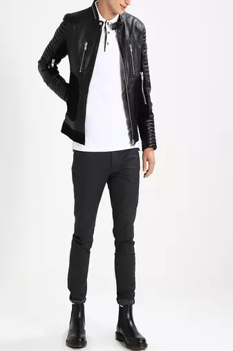 men's genuine lambskin leather biker jacket classic moto zip style modern refined