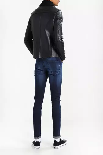 men's genuine lambskin leather biker jacket classic moto zip style modern elegant