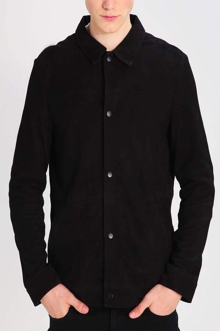 Men's genuine lambskin suede leather shirt leather motorcycle biker racer style jacket-cl-m151