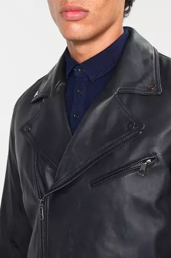 men's black lambskin leather biker jacket classic moto zip style premium original