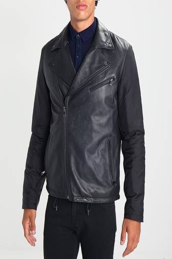 men's black lambskin leather biker jacket classic moto zip style premium original