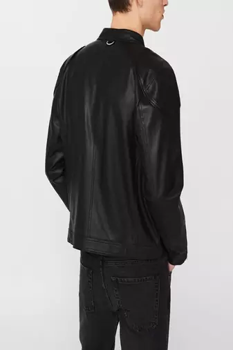men's genuine lambskin leather biker jacket classic moto zip style modern versatile