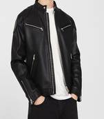 Men's genuine lambskin leather jacket leather motorcycle biker racer style jacket-cl-m156