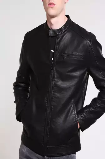 men's genuine lambskin leather biker jacket classic moto zip style modern distinctive