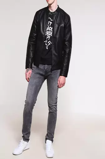men's genuine lambskin leather biker jacket classic moto zip style modern distinctive