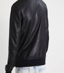 Men's genuine lambskin leather jacket leather motorcycle biker racer style jacket-cl-m159