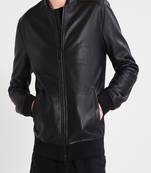 Men's genuine lambskin leather jacket leather motorcycle biker racer style jacket-cl-m159