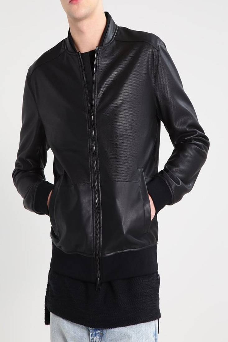 Men's genuine lambskin leather jacket leather motorcycle biker racer style jacket-cl-m159