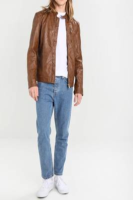 men's genuine lambskin leather biker jacket classic moto zip style modern deluxe 3