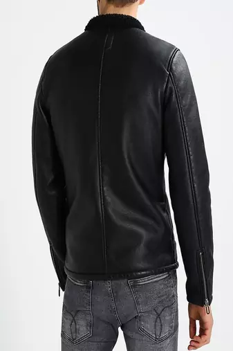 men's genuine lambskin leather biker jacket classic moto zip style modern elite