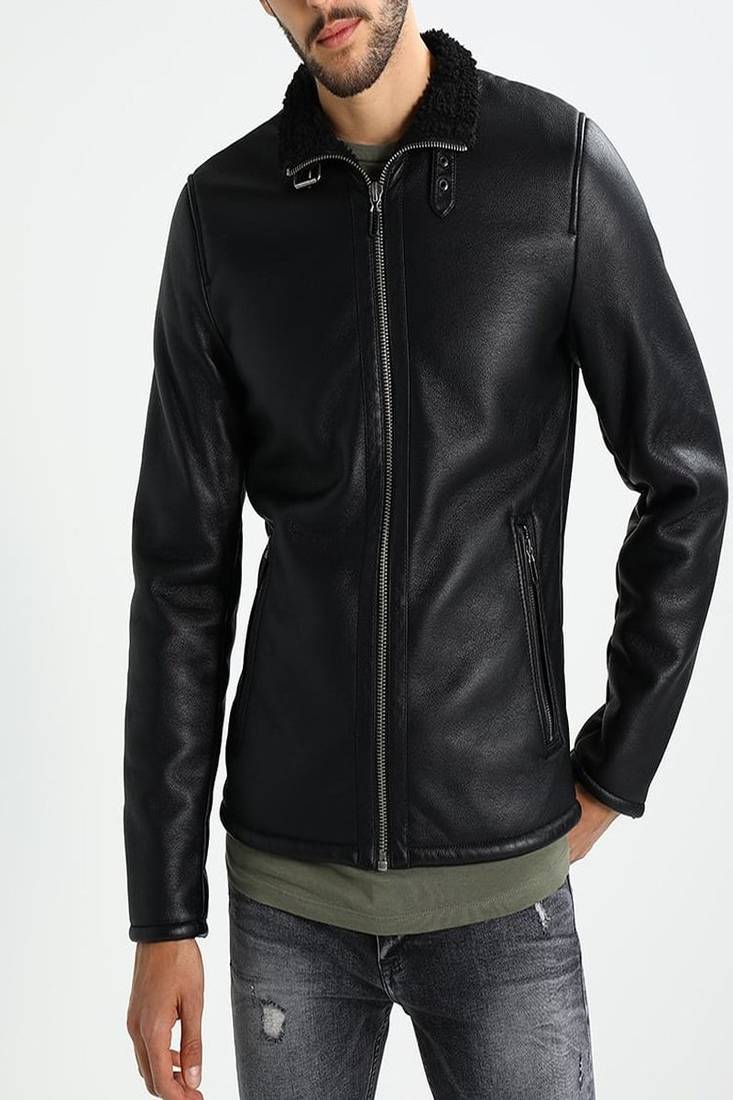 Men's genuine lambskin leather jacket leather motorcycle biker racer style jacket-cl-m161