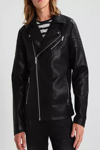 men's genuine lambskin leather biker jacket classic moto zip style modern select