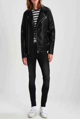 men's genuine lambskin leather biker jacket classic moto zip style modern select 3
