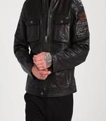 Men's genuine lambskin leather jacket leather motorcycle biker racer style jacket-cl-m163