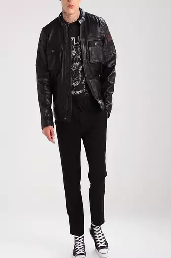 men's genuine lambskin leather biker jacket classic moto zip style modern signature