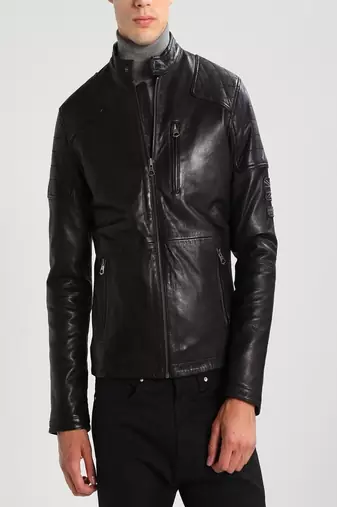 men's genuine lambskin leather biker jacket classic moto zip style modern unique