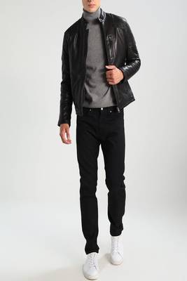 men's genuine lambskin leather biker jacket classic moto zip style modern unique 3
