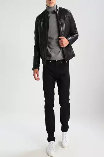 men's genuine lambskin leather biker jacket classic moto zip style modern unique