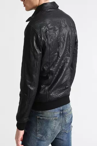 men's genuine lambskin leather biker jacket classic moto zip style modern high quality