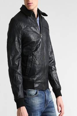men's genuine lambskin leather biker jacket classic moto zip style modern high quality 1