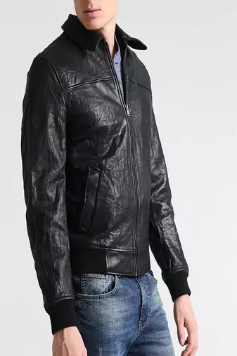 men's genuine lambskin leather biker jacket classic moto zip style modern high quality