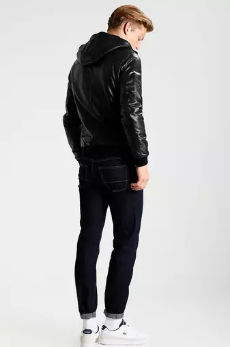 men's genuine lambskin leather biker jacket classic moto zip style modern top grade