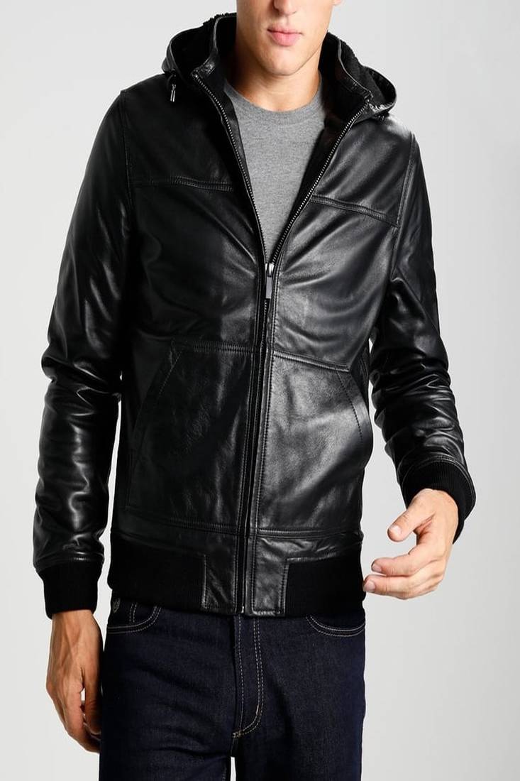 Men's genuine lambskin leather jacket leather motorcycle biker racer style jacket-cl-m168