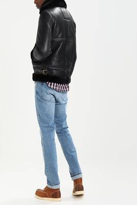 men's genuine lambskin leather biker jacket classic moto zip style modern fine 3