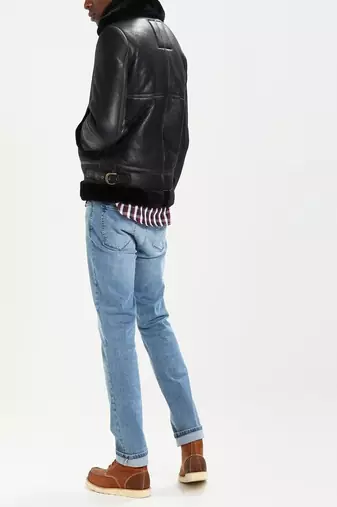 men's genuine lambskin leather biker jacket classic moto zip style modern fine
