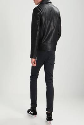 men's genuine lambskin leather biker jacket classic moto zip style modern pro 2