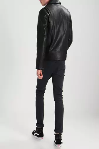 men's genuine lambskin leather biker jacket classic moto zip style modern pro