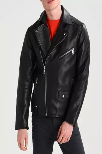 men's genuine lambskin leather biker jacket classic moto zip style modern pro