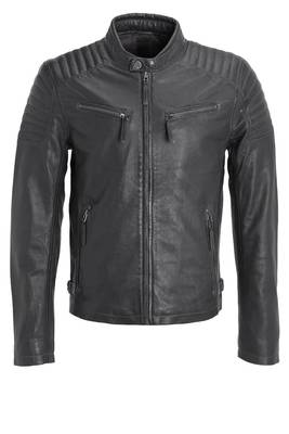 men's genuine lambskin leather biker jacket classic moto zip style modern advanced 2