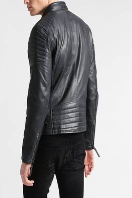 men's genuine lambskin leather biker jacket classic moto zip style modern advanced 3