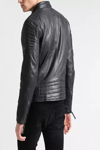 men's genuine lambskin leather biker jacket classic moto zip style modern advanced