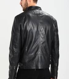 Men's genuine lambskin leather jacket leather motorcycle biker racer style jacket-cl-m173