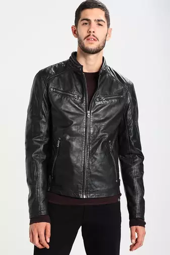 men's genuine lambskin leather biker jacket classic moto zip style modern featured