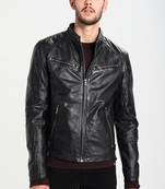 Men's genuine lambskin leather jacket leather motorcycle biker racer style jacket-cl-m173